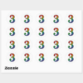 Kleurrijke nummer drie Sticker (Vel)