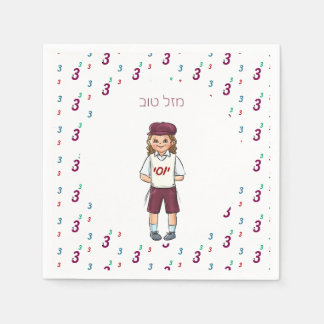 Kleurrijke nummer drie Upsherin jongen servet