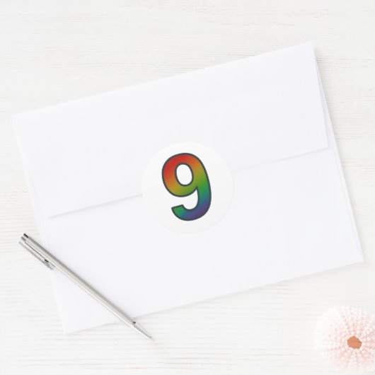Kleurrijke nummer negen Sticker (Envelop)