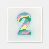 Kleurrijke Nummer Twee Verjaardag Papier Servetten (Voorkant)