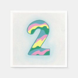 Kleurrijke Nummer Twee Verjaardag Papier Servetten