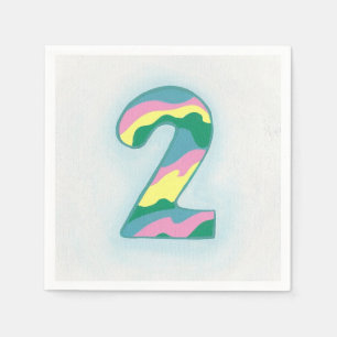 Kleurrijke Nummer Twee Verjaardag Papier Servetten