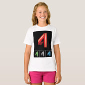 Kleurrijke Nummer Vier Meisjes T-shirt (Voorkant volledig)