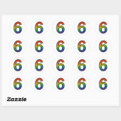 Kleurrijke nummer zes Sticker (Vel)