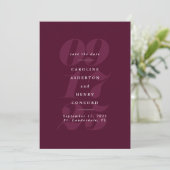 Kleurrijke nummers moderne burgundy save-the-date save the date (Staand voorkant)