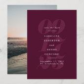 Kleurrijke nummers moderne burgundy save-the-date save the date (Voorkant / Achterkant)