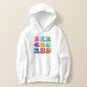 Kleurrijke nummers wiskunde hoodie voor kinderen