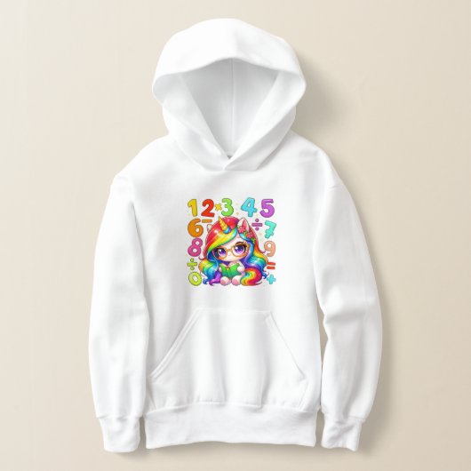 Kleurrijke nummers wiskunde hoodie voor kinderen e (Laagn)