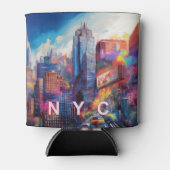 Kleurrijke NYC Skyline Abstracte kunst Blikjeskoeler (Voorkant)