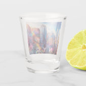 Kleurrijke NYC Skyline Abstracte kunst Shot Glas (Achterkant)