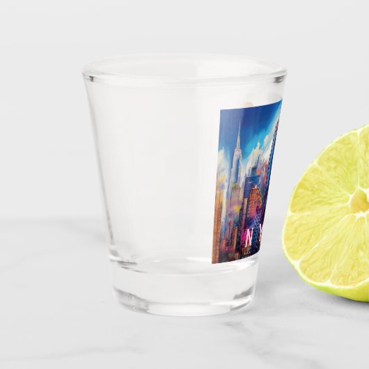 Kleurrijke NYC Skyline Abstracte kunst Shot Glas (Links)