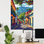 Kleurrijke Oaxaca Folk Art Vector Illustratie Post Poster (Thuiskantoor)