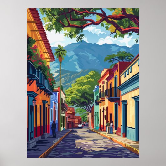 Kleurrijke Oaxaca Folk Art Vector Illustratie Post Poster (Voorkant)