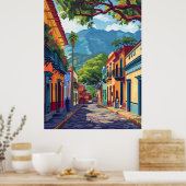 Kleurrijke Oaxaca Folk Art Vector Illustratie Post Poster (Keuken)