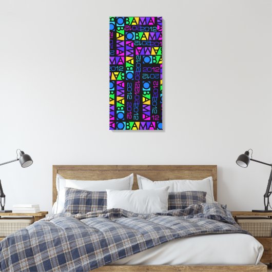 Kleurrijke OBAMA 2012 canvas print, 14 x 30 inch (Insitu (Slaapkamer))