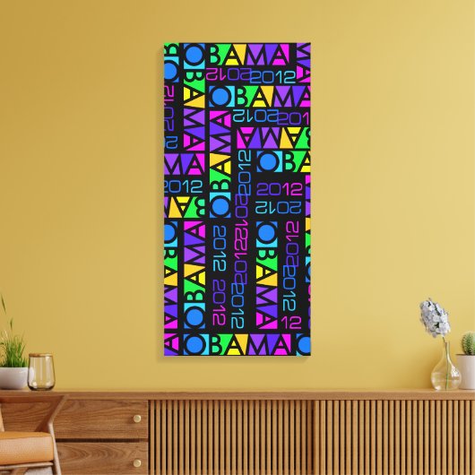 Kleurrijke OBAMA 2012 canvas print, 14 x 30 inch (Insitu (Woonkamer))