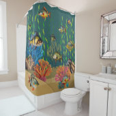 Kleurrijke oceaan koraal rif douche gordijn (In situ)