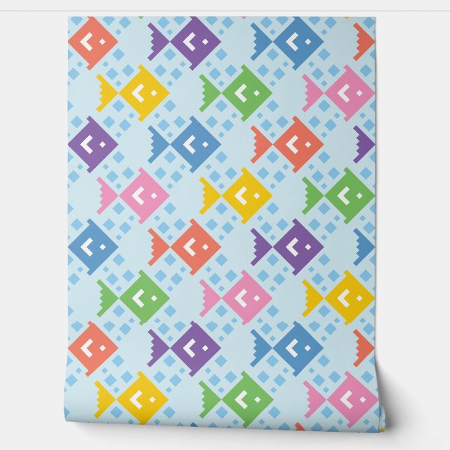 Kleurrijke oceaan vis patroon behang (Afrollen)