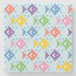 Kleurrijke oceaan vis patroon stenen onderzetter