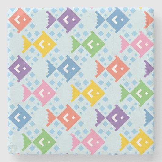 Kleurrijke oceaan vis patroon stenen onderzetter (Voorkant)