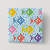 Kleurrijke oceaan vis patroon vierkante button 5,1 cm (Voorkant)