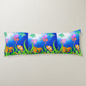 Kleurrijke oceaan vist in blauw Zee Lichaamskussen (Achterkant)