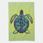 Kleurrijke Oceaan Zee Schildpad Levendige Mozaïek  Theedoek (Verticaal)