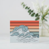 Kleurrijke oceaangolven esthetisch met strand was briefkaart (Staand voorkant)