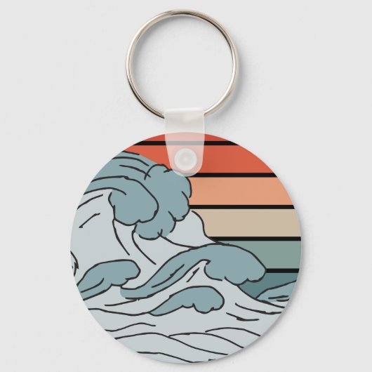 Kleurrijke oceaangolven esthetisch met strand was sleutelhanger (Voorkant)