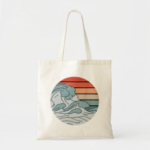 Kleurrijke oceaangolven esthetisch met strand was tote bag