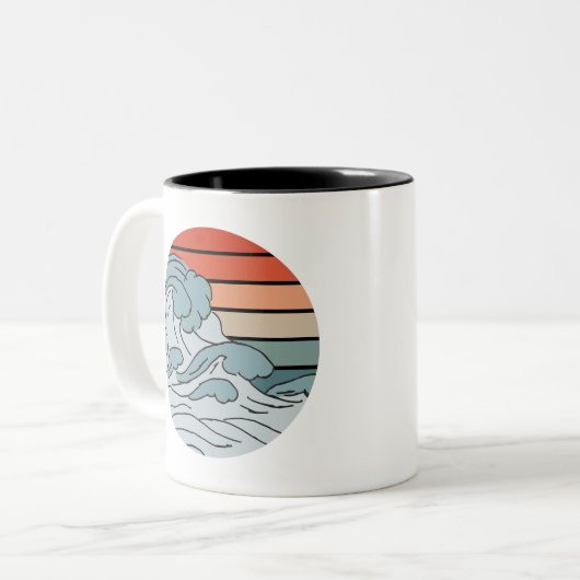 Kleurrijke oceaangolven esthetisch met strand was tweekleurige koffiemok (Voorkant links)
