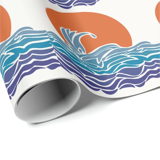 Kleurrijke oceaangolven met mooie zonsondergang cadeaupapier (Rol Hoek)