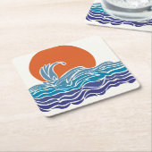 Kleurrijke oceaangolven met mooie zonsondergang kartonnen onderzetters (Schuin)