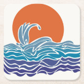 Kleurrijke oceaangolven met mooie zonsondergang kartonnen onderzetters (Voorkant)