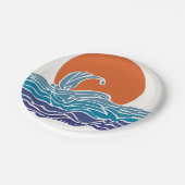 Kleurrijke oceaangolven met mooie zonsondergang papieren bordje (Gekanteld)