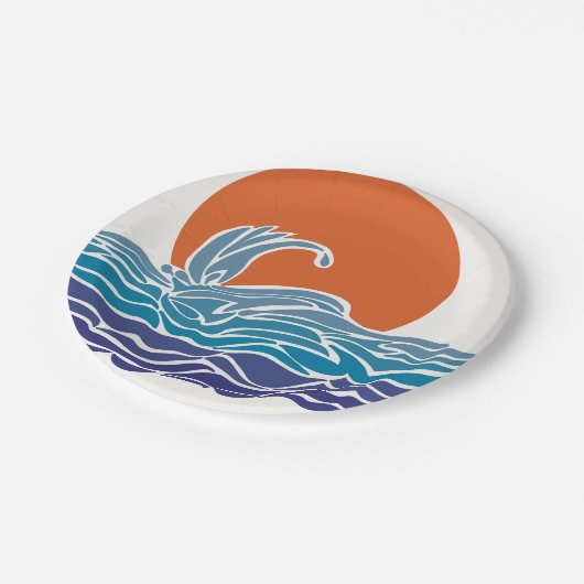 Kleurrijke oceaangolven met mooie zonsondergang papieren bordje (Gekanteld)
