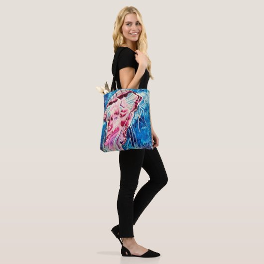 Kleurrijke oceaankunst waterverf tote bag (Op model)
