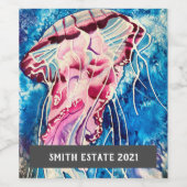 Kleurrijke oceaankunst waterverf wijn etiket (Enkel label)