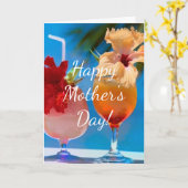 kleurrijke oceaanroze en oranje moederdag kaart (Gele Bloem)