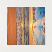 Kleurrijke oceaanstrandzonsopgang met diepe blauwe wandkleed (Voorkant (horizontaal))