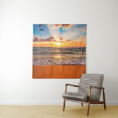 Kleurrijke oceaanstrandzonsopgang met diepe blauwe wandkleed (In situ)