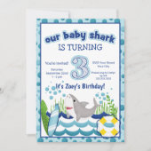 Kleurrijke Ocean Beach Shark 3e verjaardag Kaart (Voorkant)