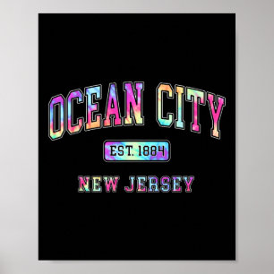 Kleurrijke Ocean City Nj 1884 Tie Dye Strand Beach Poster