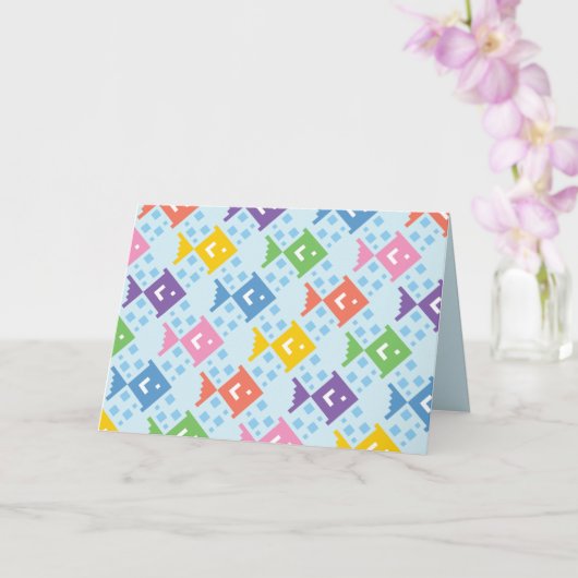 Kleurrijke Ocean Fish Pattern Gevouwen Wenskaart Kaart (Orchidee)