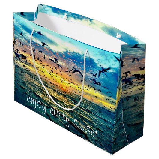 Kleurrijke Ocean Sunset Print Groot Cadeauzakje (Achterkant Gekanteld)