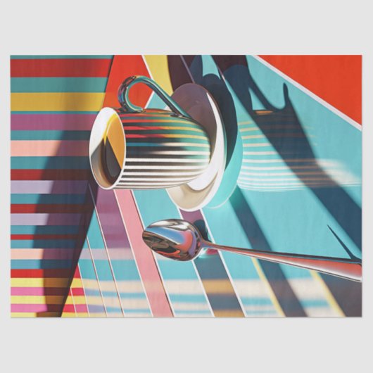 Kleurrijke Ochtendkoffie, Diner ontwerp Tissuepapier (Voorkant)