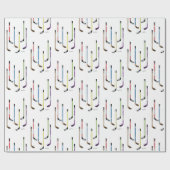 Kleurrijke ockey-sticks cadeaupapier (Vlak)