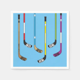 Kleurrijke ockey-sticks en blauwe punk servet