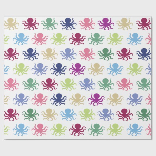 Kleurrijke octopus cadeaupapier (Vlak)