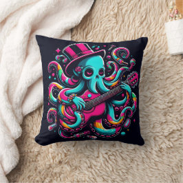 Kleurrijke Octopus die gitaar speelt in artistieke Kussen